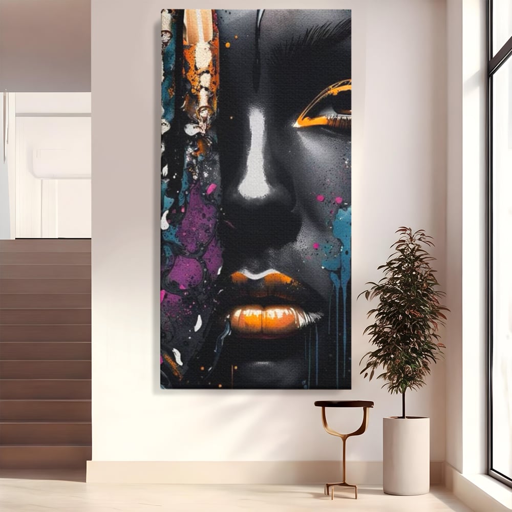 Tablou canvas cu tablou canvas cu portret street art, fara rama, pe sasiu de lemn